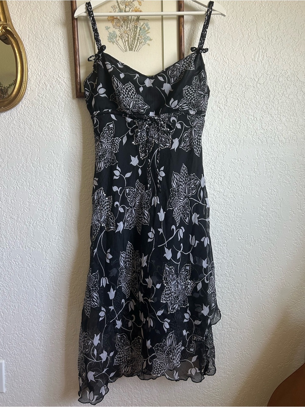 Y2K Black Floral Sundress
